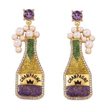 Cute beer bottle earrings within purple